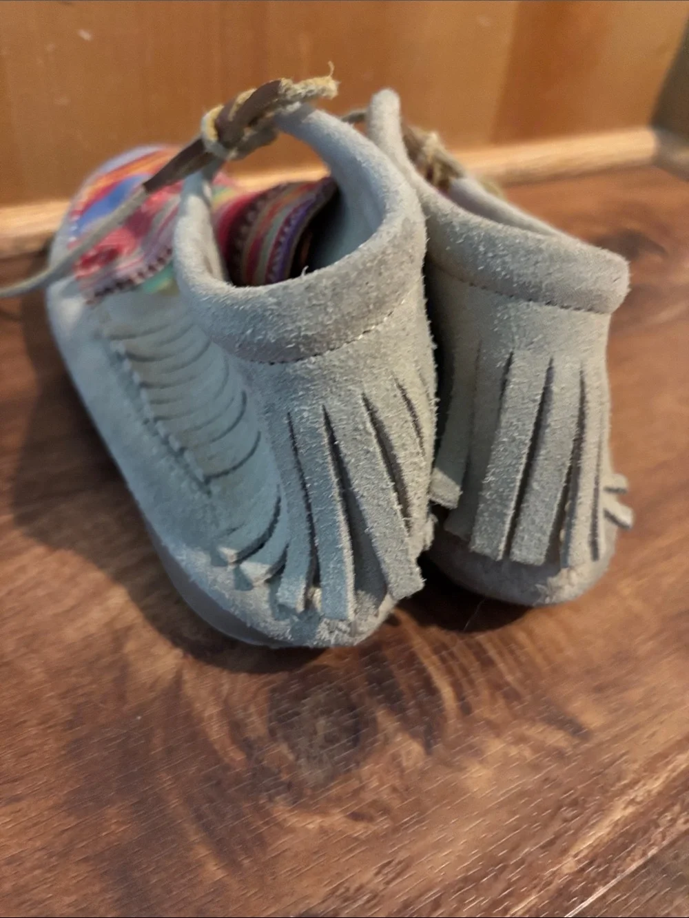 Minnetonka Colorful Southwestern Fringe Moccasin Boots